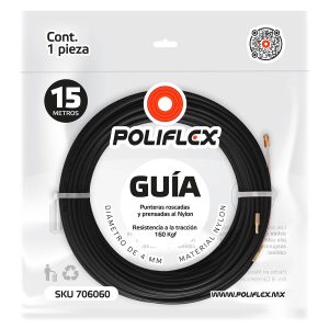 Guía plástica Poliflex de 15m diseñada para facilitar el cableado y las curvas cerradas en el poliducto. ¡Asegura tu instalación!