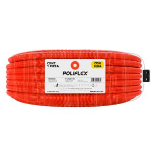 Poliducto flexible naranja 1/2" con guía de 100m. Ideal para losas de concreto de hasta 10 cm en casas y construcciones residenciales.