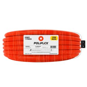 Poliducto flexible naranja 3/4" con guía de 50m. Ideal para losas de concreto de hasta 10 cm en casas y construcciones residenciales.