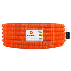 Poliducto flexible naranja 1" con guía de 50m. Ideal para losas de concreto de hasta 10 cm en casas y construcciones residenciales.