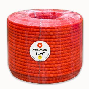 Rollo de Poliducto Poliflex PAD 1 1/4" con Guía PET. Especial para redes subterráneas y proyectos CFE.