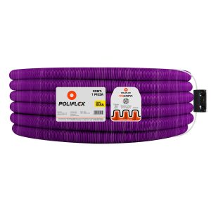 Poliducto flexible morado 1" con guía de 50m. Ideal para instalaciones de Home Theater y audio en cines y auditorios.