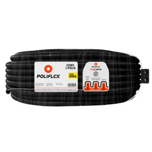 Poliducto flexible negro 1/2" con guía de 100m. Protección Anti-UV. Uso en jardines