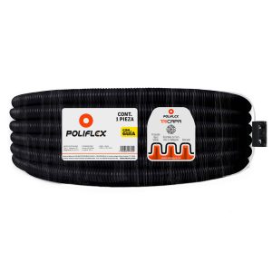 Poliducto flexible negro 3/4" con guía de 50m. Protección Anti-UV. Uso en jardines
