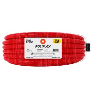Poliducto flexible rojo 3/4" con guía de 50m. Extra resistente para losas de concreto superiores a 10 cm.