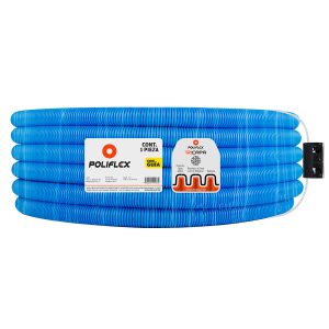 Poliducto flexible azul 1" con guía de 50m. Identifica y protege instalaciones de voz y datos / telecomunicaciones.