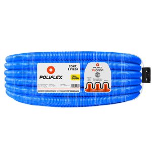 Poliducto flexible azul 3/4" con guía de 50m. Identifica y protege instalaciones de voz y datos / telecomunicaciones.